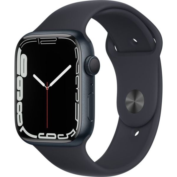 Apple Watch Series 7 GPS, 45mm Midnight Aluminium Case with Midnight Sport Band – Middle East Version