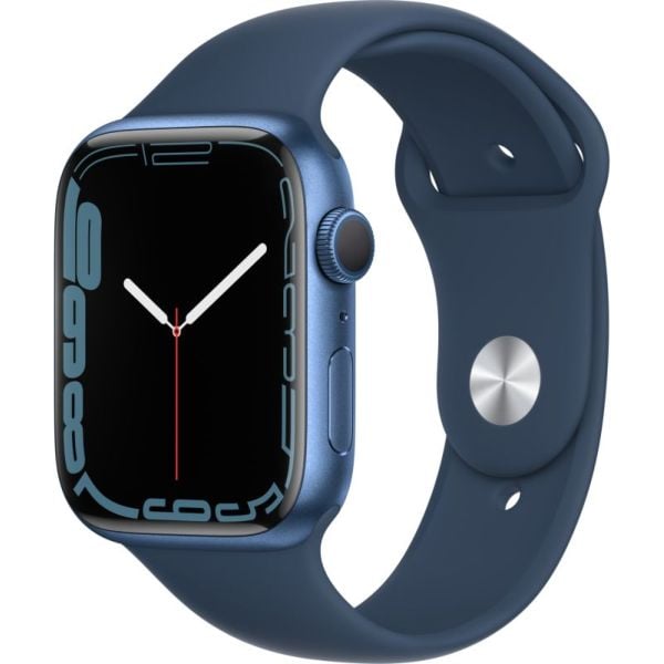 Apple Watch Series 7 GPS، 45mm Blue Aluminium Case with Abyss Blue Sport Band - عادي