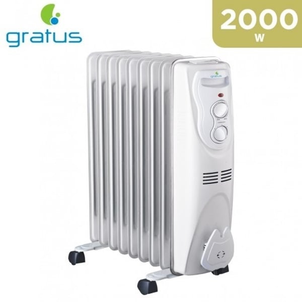Buy Gratus Oil Heater 9 Fins 2000w – White Online in UAE | Sharaf DG