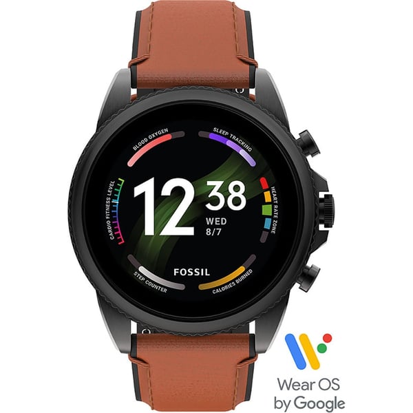 Buy Fossil Men s Gen 6 44mm Brown Leather Strap Smart Watch Online