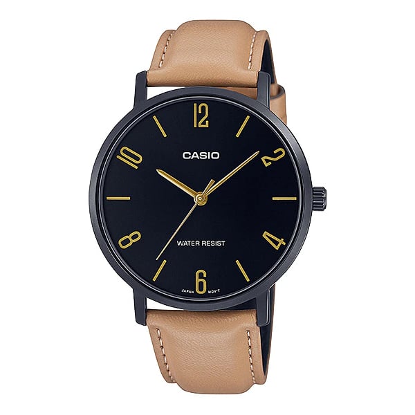 Casio men's cheap leather strap watches