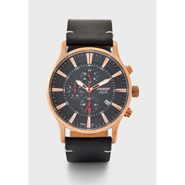 Buy Cruiser Leather Strap Chronograph Watch Online in UAE Sharaf DG