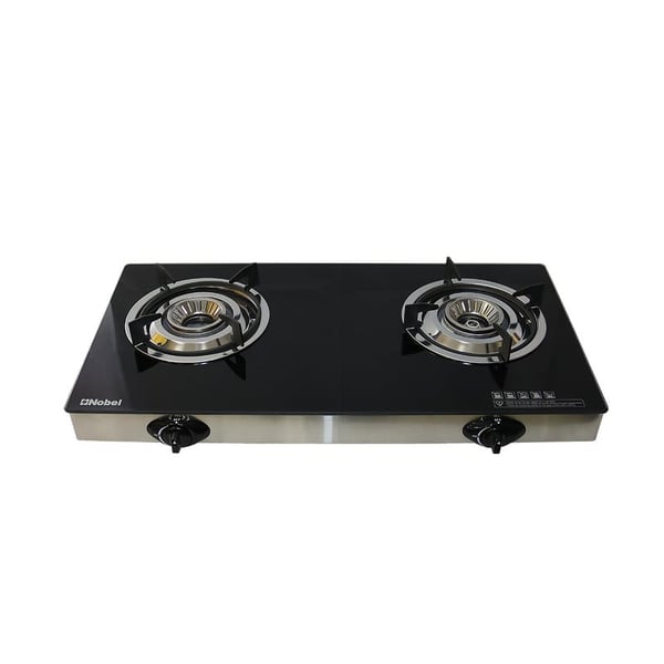 Nobel Double Gas Stove with brass glass - NGT2111