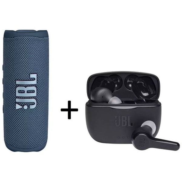 JBL Portable Bluetooth Speaker Blue + JBL Tune Ear Buds Black