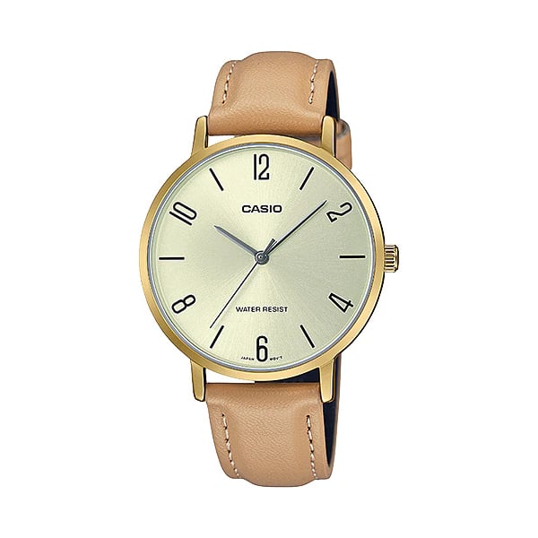 Casio women's leather outlet watch