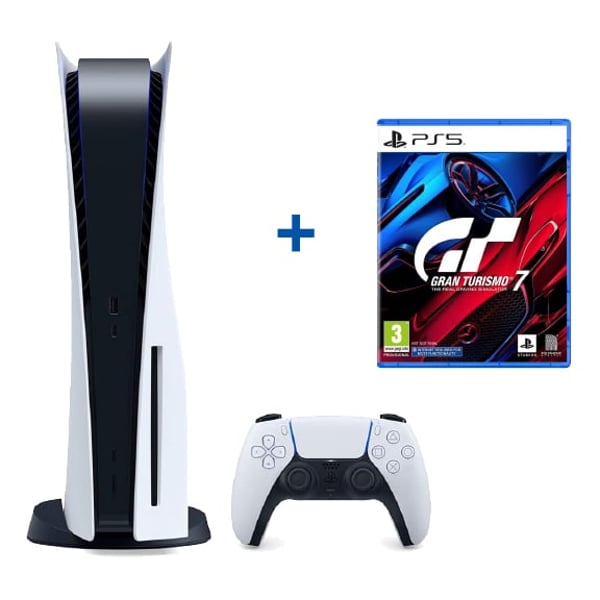 Sony PlayStation 5 Console (CD Version) White - Middle East Version + PS5 Gran Turismo 7 Standard Edition Game
