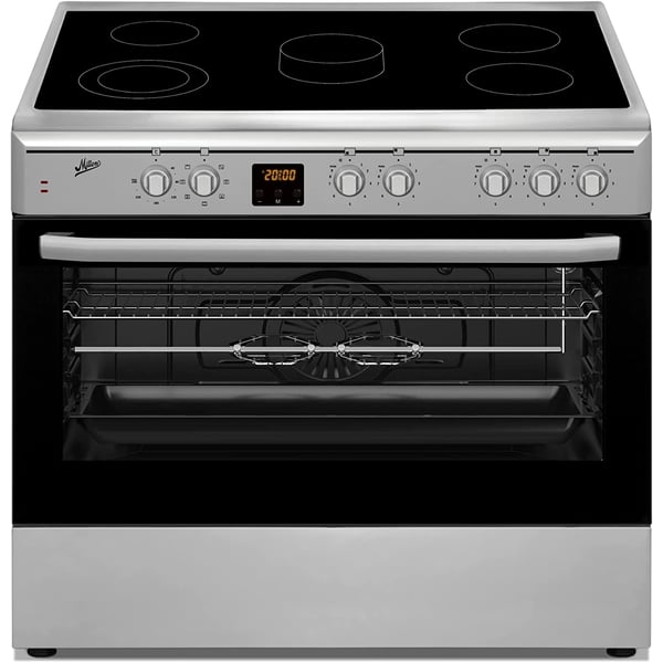 Milton Ceramic Cooker With Electric Fan Oven & Full Safety Silver, Size 90x60 Cm - Made In Turkey Model Fs9060vct-s, 1 Year Warranty