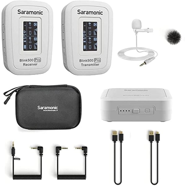 Saramonic Blink 500 Pro B1 Advanced 2.4 Ghz 2-person Wireless Clip-On Microphone System with Lavalier Snow White