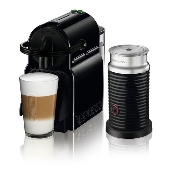 Nespresso D40 Inissia Coffee Machine D40-BU-BK + Aerocino Black