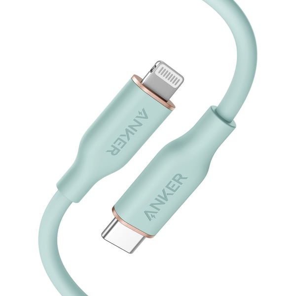 Anker Powerline Iii Flow Usb-c To Lightning Cable (3ft/0.9m) Mint Green (a8662h61)