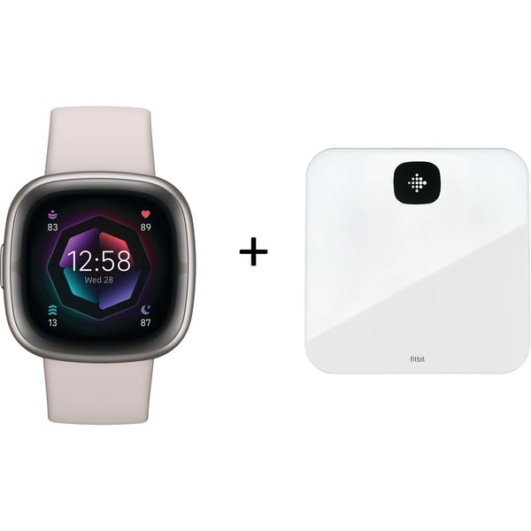 Fitbit Sense 2 Smart Watch - Lunar White / Platinum Aluminum