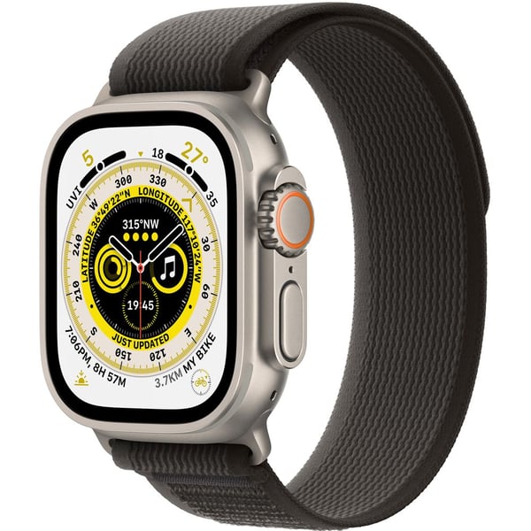 Apple Watch Ultra GPS + Cellular, 49mm Titanium Case with Black Gray Trail Loop - Small/Medium – Middle East Version