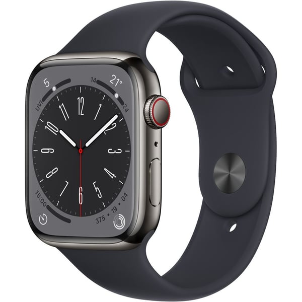 Buy Apple Watch Series 8 GPS Cellular 45mm Graphite Stainless Steel Case with Midnight Sport Band Regular Online in UAE Sharaf DG