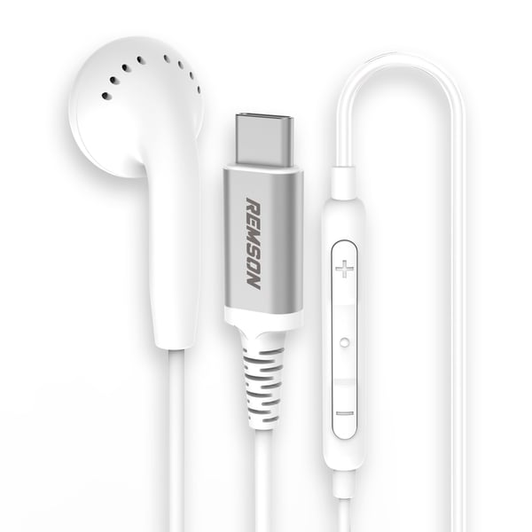 Remson Wired Mono Single USB-C Connector Headphone White