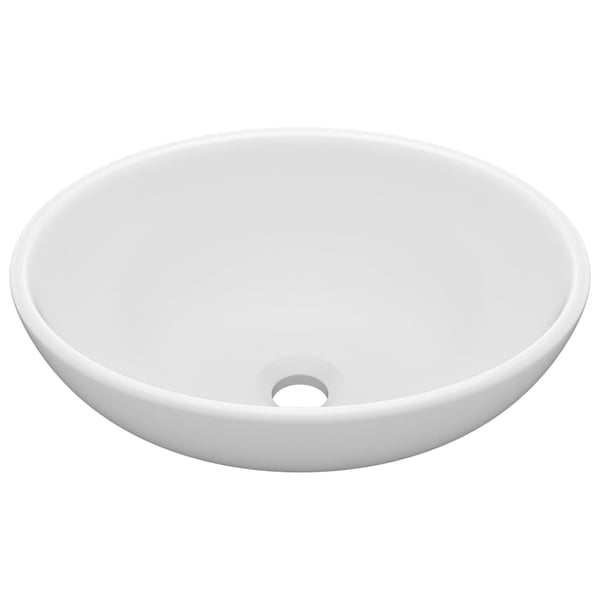 vidaXL Luxury Basin Oval-shaped Matt White 40x33 cm Ceramic