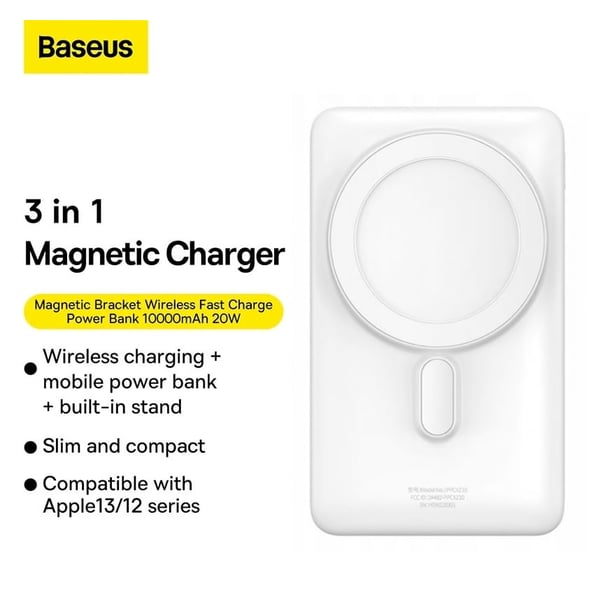 Baseus 10000mAh Power Bank 20W Magnetic Wireless Charger Phone Quick Charging External Battery Pack Phone Holder Stand