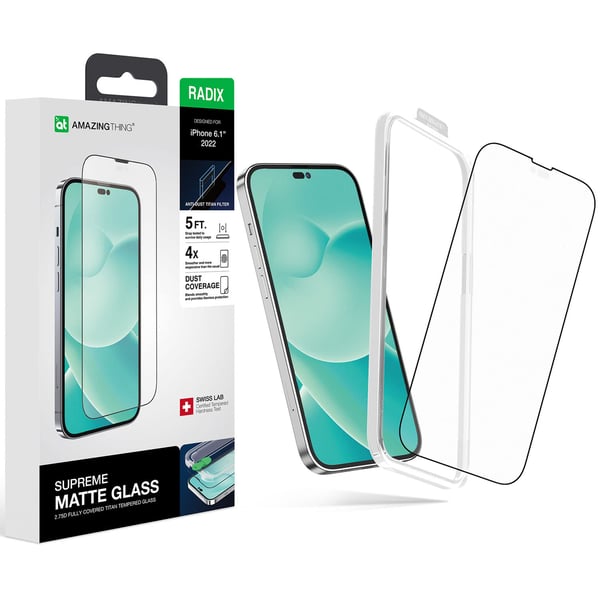 Amazing Thing Anti Glare Supreme Glass for iPhone 14 and iPhone 13/13 Pro (6.1 inch) Screen Protector Tempered Glass with Dust Free Omni Technology and Easy Install Tray - [MATTE 2.75D]
