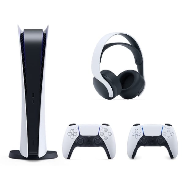 SONY SONY Playstation 5 Digital Console + PS5 Pulse 3d Wireless Headset + PS5 Dual Sense W Color: White