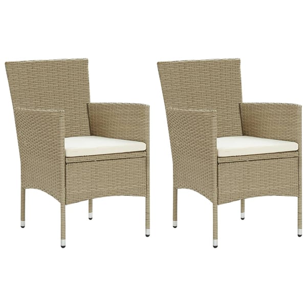 vidaXL Garden Dining Chairs 2 pcs Poly Rattan Beige