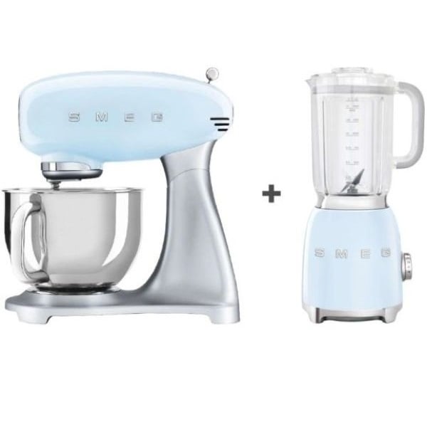 Smeg Blender Pastel Blue BLF01PBUK + Stand Mixer SMF02PBUK