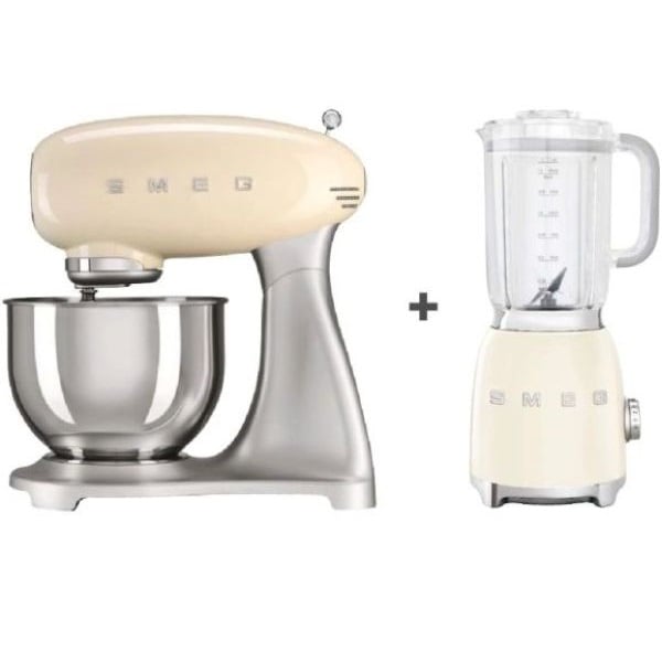 Smeg Blender Cream BLF01CRUK + Stand Mixer SMF02CRUK