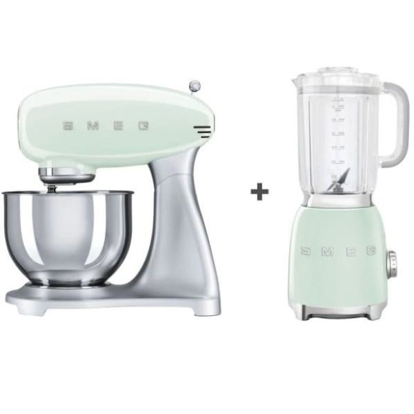 Smeg Blender Pastel Green BLF01PGUK + Stand Mixer SMF02PGUK