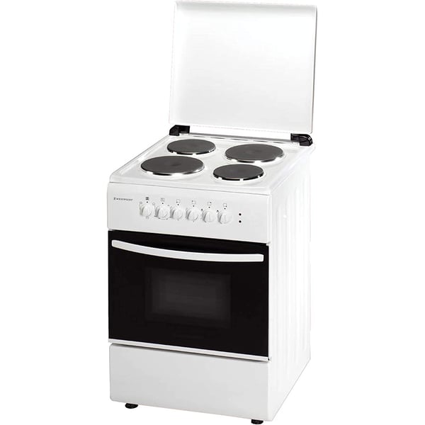 WestPoint 4 Electric Hot Plat Cooking Range Freestanding with Grill Function, 62 Liter Oven Double Glass Door, Modern Design & Space Saving White 60x60cm- WCER6604E4