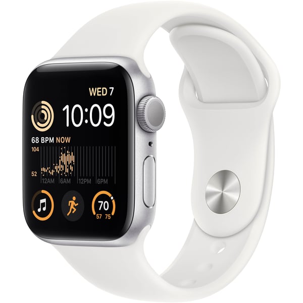 Apple Watch SE (2nd Gen) (GPS) 40mm Aluminum Case with White Sport Band - Silver