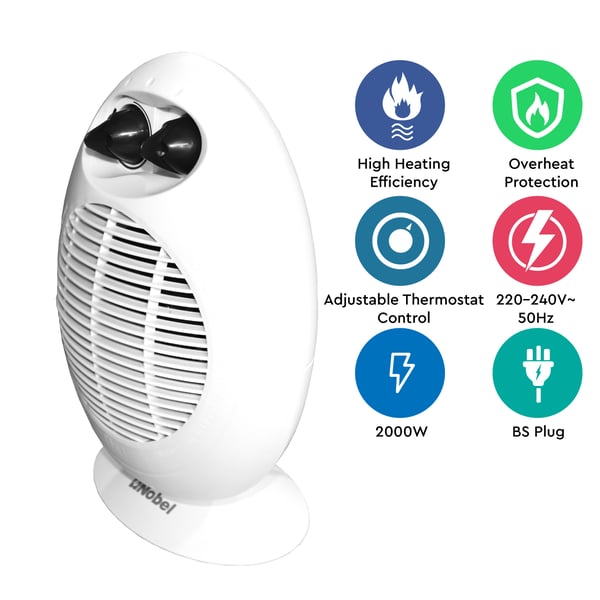 Buy Nobel Fan Heater 2000 W NFH100 White Online in UAE | Sharaf DG