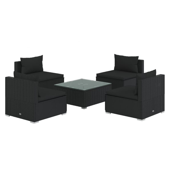 5 piece garden lounge set online with cushions poly rattan black