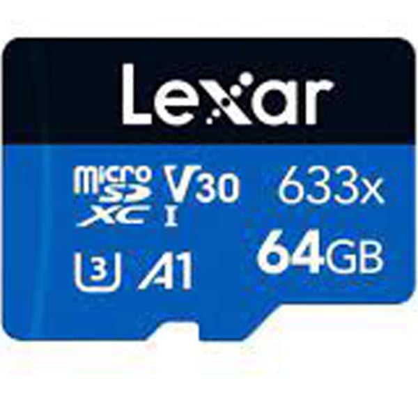 بطاقة ذاكرة هاي بيرفورمانس 633x microSDXC UHS-I سعة 64 جيجا بلون أزرق موديل LMS0633064G-BNNNG من ليكسار