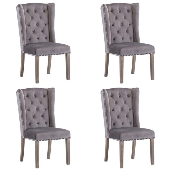 Grey velvet dining chairs online set of 4