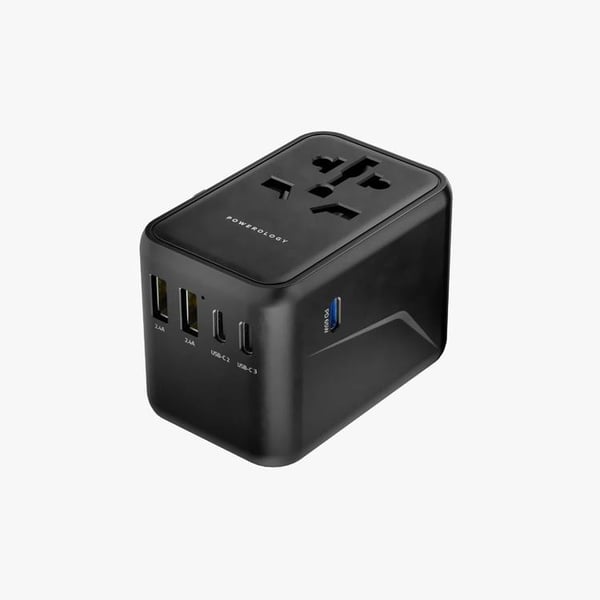 Powerology Multi Port Travel Adapter Grey