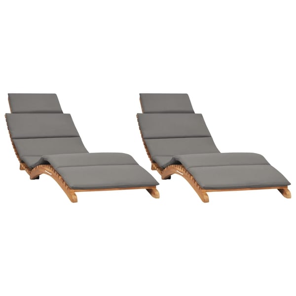 vidaXL Sun Loungers 2 pcs with Cushions Solid Wood Teak