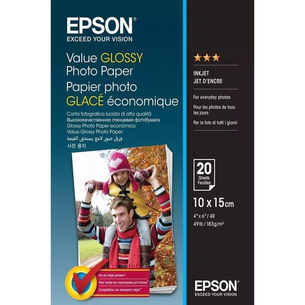 ايبسون Epson Value Glossy Photo Paper 10x15cm 20 Sheets