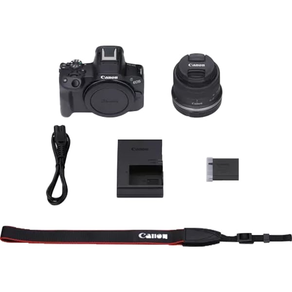Canon EOS R50 Camera Body Black + RF-S 18-45mm F/4.5-6.3 IS STM + Vlogger Kit