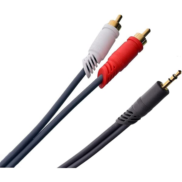 كابل كيندكس 2 في 1 من Aux إلى RCA بقطر 3.5 مم وطول 1.5 متر باللون الرمادي