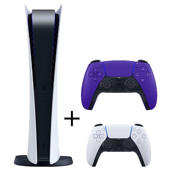 Sony PlayStation 5 Console (Digital Version) White - International Version + Extra DualSense Purple Controller