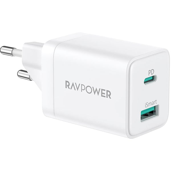 شاحن جداري من راف باور بتقنية Power Delivery قوة 30 وط لون أبيض