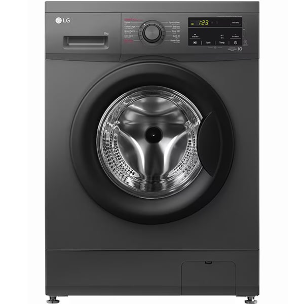 LG 8 kg Front Load Washing Machine with Direct Drive Motor, Black - F4J3TYG6J