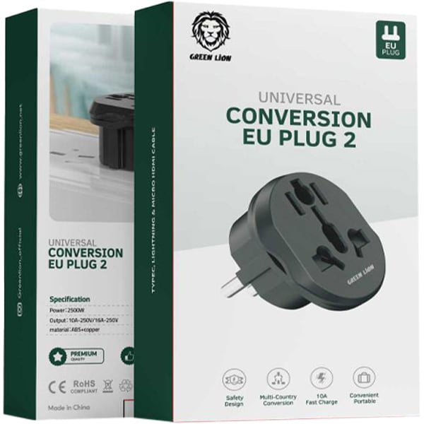 Green Lion Universal Convertion EU Plug 2 2500 Watts Black