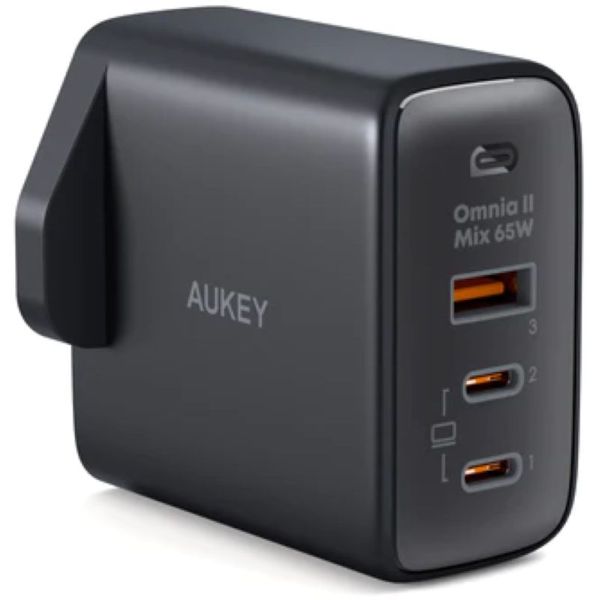 Aukey Omnia II 3 Port GaN Wall Charger Black