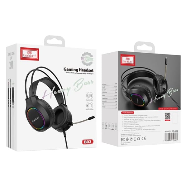 Earldom B03 Wired Over Ear Gaming Headset Black