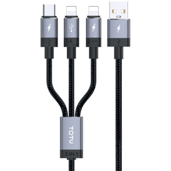 Totu 3-In-1 Cable 1.2m Black