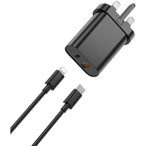 شاحن Wiwu مع سلك توصيل Lightning بطول 1 متر لون أسود WIU002UKCLBLK