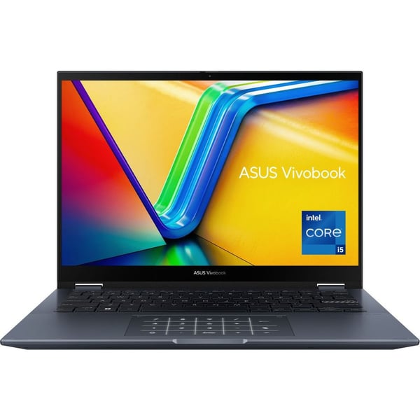 Asus Vivobook S14 Flip 2-in-1 (2022) Laptop - 12th Gen / Intel Core i5-12500H / 14inch WUXGA / 512GB SSD / 8GB RAM / Shared Intel Iris Xe Graphics / Windows 11 Home / English & Arabic Keyboard / Quiet Blue / Middle East Version - [TP3402ZA-LZ070W]
