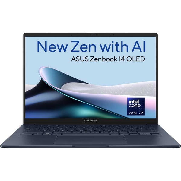 Asus Zenbook 14 OLED (2023) New ZEN with AI Laptop – 1st Series / Intel Core Ultra 7-155H/14inch 3K TOUCH/1TB SSD/16GB RAM/Intel Arc Graphics/Windows 11 Home /English & Arabic Keyboard/Ponder Blue/ Middle East Version – [UX3405MA-OLEDU7B]