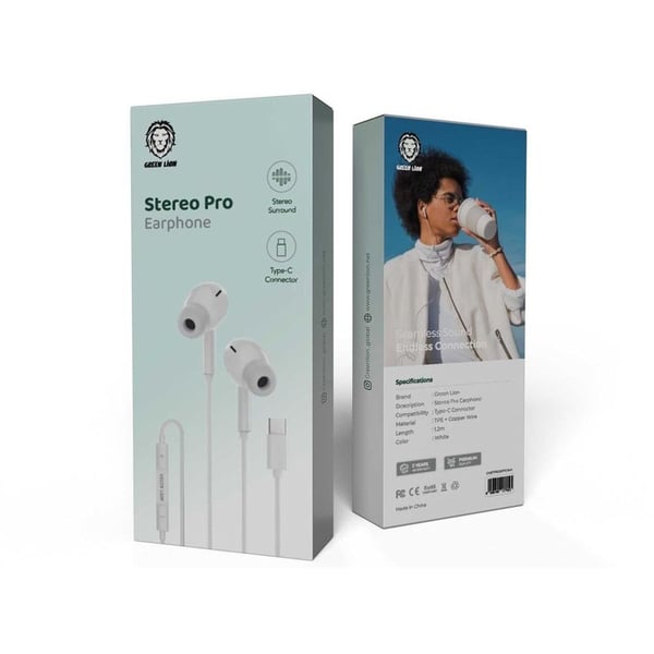 Green Lion Stereo Pro GNSTPROEPTCWH Wired In Ear Earphones White