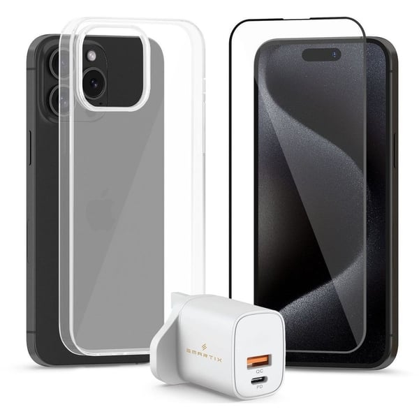 Smartix Mobile Case With 30W Wall Adaptor Clear iPhone 15 Pro