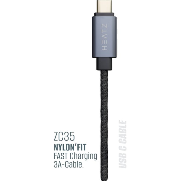 هيتز كآبل 1متر USB A إلى USB C  أسود